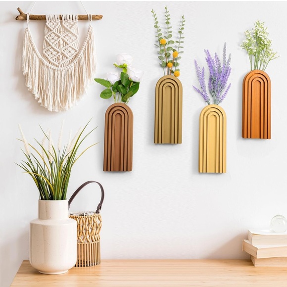 4 Pack Wood Wall Planter Indoor - Picture 1 of 5